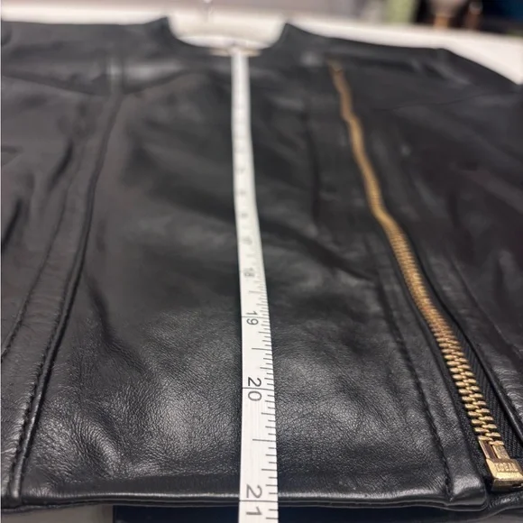 Michael Kors Black Leather Jacket with Gold Accents - Picture 5 of 9